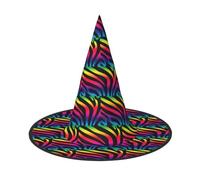 OXbnmm Zebra Print Printing 2 Pack Witch Hats Halloween For Role Playing 13 Inches Tall Masked Balls Hat Women