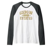 Oxbow Estates Arizona USA Classic Distressed Text Design Raglan Baseball Tee