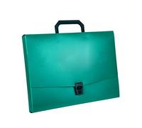 Oxbridge A4 Box File Folder Organiser - Green - Single Folder - Secure Clip Lock Front Closure and Carry Handles - 25cm (H) x 34cm (W) x 4cm (D) - Suitable for Home, School or Office Use.
