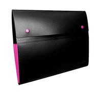 Oxbridge Expanding A4 File Folder 8 Pocket Plastic Accordion File Organiser - Black, Single Folder - Suitable for Home, School or Office Use.