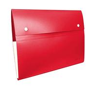 Oxbridge Expanding A4 File Folder 8 Pocket Plastic Accordion File Organiser - Red, Single Folder - Suitable for Home, School or Office Use.