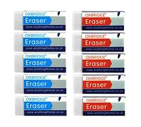 Oxbridge Large White Plastic Rubber Erasers - Multi Pack 10 - Suitable for Home, School or Office Use.