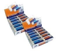 Oxbridge Large White Plastic Rubber Erasers - Multi Pack 40 - Suitable for Home, School or Office Use.