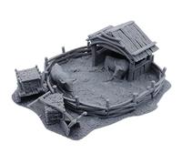 Oxen Enclosure Miniature Terrain Set - Farm Scatter Scenery with Removable Roof, Hay Bale, Plough & Cart | 28mm Scale Rural Fantasy Props | RPG & Tabletop Games | Printable Scenery Licensed