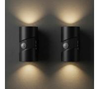 OXENKA Motion Sensor Night Light, 2 Pack USB Rechargeable Night Light, 3 Color Temps Dimmable Nightlight, 360°Rotation Magnetic Stick on Wall Lights for Bathroom, Bedroom, Hallway, Stairs(Black)