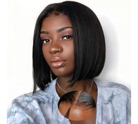 Oxeyegirl 8 Inch Short Bob Straight Glueless Wig Human Hair,6X6 HD Lace 200% Density Wear and Go Glueless Wigs for Black Women,Lace Front Brazilian Human Hair Pre Plucked Pre Cut Natural Hairline