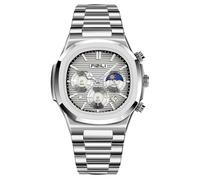 OXFANITE Men's Fashion Watch Stainless Steel Business Quartz Watches Luxury Waterproof Luminous Analog Display with Date Chronograph Multifunctional Watch, 1922-Silver Gray, Business