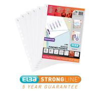 Oxford Quick' In A4 Punched Poly Pockets, Glass Clear, Box of 100 Strong 70 Micron Plastic Wallets