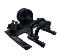 Oxfit Fitness 4in1 Gym Equipment Kit Ab Roller Wheel Push Up Bars Set Rexco Black One Size