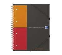 OXFORD 100100362 Meetingbook International A4 + checkered 4-fold perforated 160 sheets 2 in 1: College block and elastic band gray - clever organization for managers and executives