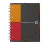 OXFORD 100102777 Organizer Book International A4 + Checkered 160 sheets with elastic patch tab and document pocket gray - clever organization for managers and executives
