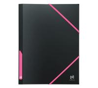 OXFORD 3 Flap Folder for Students A4 with Elastic 30 mm Spine Polypropylene Cover Black/Pink