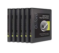 Oxford 3 Ring Binders, 0.5 Inch ONE-Touch Easy Open D Rings, View Binder Covers on 3 Sides, Durable Hinge, Non-Stick, PVC-Free, Black, 6 Pack (79901)