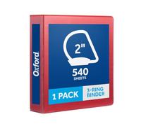 Oxford 3 Ring Binders, 2 Inch, 1 Pack, Bright Red, Holds 540 Sheets, Non-Stick, PVC-Free, Customizable Covers, 2 Pocket Three Ring Binders for School, Home, and Office Organization