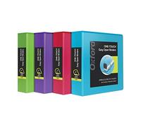 Oxford 3 Ring Binders, 2 Inch ONE-Touch Easy Open D Rings, View Binder Covers, Durable Hinge, Non-Stick, PVC-Free, Fashion Colors, 4 Pack (79913)