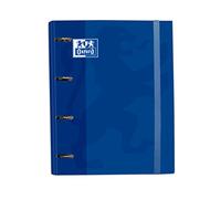 Oxford, 4 Ring Binder A4+ Extra Durable Cover with Rubber, Includes Refill Grid 5x5, Blue