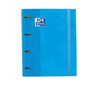 Oxford, 4 Ring Binder A4+, Extra Hard Cover with Rubber, Includes 5 x 5 Grid Refill, Turquoise