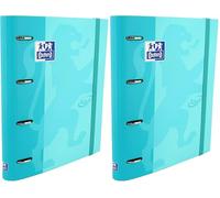Oxford, 4 Ring Binder A4, Hard Cover, Elastic Closure, Refill 5 x 5 Grid and 5 Colour Strips, Sticker Sheet, Blue Touch (Pack of 2)
