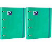 Oxford, 4 Ring Binder A4+ with Refill and Rubber, Hard Cover, 80 Sheets, 5 x 5 Squares, Ice Mint Colour (Pack of 2)