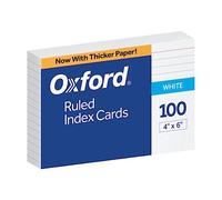 Oxford 4" x 6" Ruled White Index Cards, 100/Pack