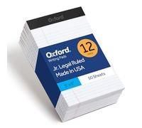 Oxford 5 x 8 Legal Pads, 12 Pack, Narrow Ruled, White Paper, 50 Sheets Per Writing Pad, Small Notepad, Made in the USA (74019)