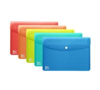 Oxford 5 x A6 Clear Plastic Document Wallets - 5 Colours