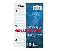 Oxford 62304 Filler Paper, 3H, 20 lb, 5 1/2 x 8 1/2, College Rule, White (Pack of 100 Sheets)