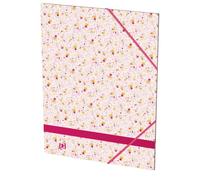OXFORD A4 Floral 3 Flap Pocket with Elastic Card Cover Laminated Floral Design