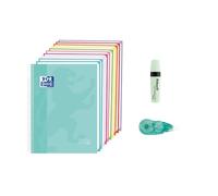 Oxford, A4 Notebook, 10 Colour Bands, 150 Microperforated 5x5 Sheets, Extra Hard Cover in Ice Mint, Includes Ice Mint Highlighter and Pelikan Correction Tape