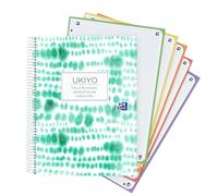 Oxford, A4+ Notebook, 5 x 5 Grid, Extra Cover, 120 Sheets, 5 Colours of Box, 4 Drills, Japanese Pretty Notebook, Ukiyo Design