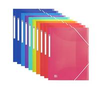Oxford A4+ Plastic Wallets, Assorted Colours, 3 Flap Folders for Documents, Pack of 10