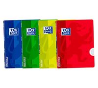 Oxford, A4 Stapled Notebooks, 4x4 Squares, Plastic Cover, 48 Sheets, Pack 4 Notebooks Without Spiral, Assorted Colours
