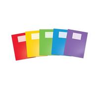 Oxford A5 Exercise Books, 80 Pages, Pack of 5, Assorted Colours, 8 mm Ruled and Margin, Premium (9 x 7")