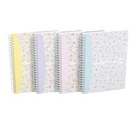 Oxford, A5 hardcover, Double Spiral Ring Notebook, Diary, Pack of 5, Lined, White, 120 Pages, 3 Designs, Assorted, Gift idea, Floral Meadow, 400094953