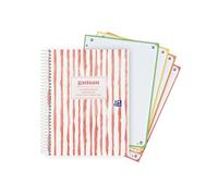 Oxford, A5+ Notebook, 5 x 5 Grid, Extra Cover, 120 Sheets, 4 Colour Boxes, 6 Drills, Japanese Pretty Notebook, Gaman Design