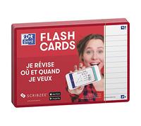 Oxford A6 Flash Cards, Ruled with Red Frame, Pack of 80