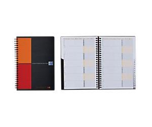 OXFORD Address Book International A5 Ruled Spiral Bound PP (Polypropylene) Hardback Black Perforated 160 Pages 80 Sheets