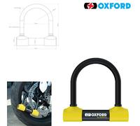 Oxford Rider Equipment Motorcycle D Lock LK220, High Security, 120dB Alarm, Yellow