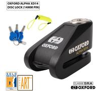 Oxford Alpha XD14 Motorcycle Scooter Disc Lock 14mm Pin Black Sold Secure New