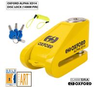 Oxford Alpha XD14 Motorcycle Bike Brake Disc Lock Yellow 14mm Pin Motorbike