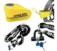 Oxford Aplha XD14 Disc Lock 14mm pin Yellow + Oxford HD Chain 1.5 metre Black