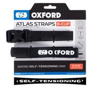 Oxford Models Motorcycle Adjustable Luggage Strap Atlas B-Clip - Pair 26mm x 1.2m Black