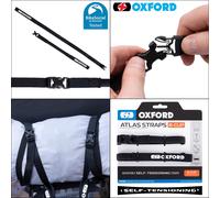 Atlas B-Clip (Pair), 17mm x 1.2m, Black. Motorcycle Adjustable Luggage Strap