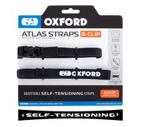 Atlas B-Clip (Pair), 17mm x 1.2m, Black. Motorcycle Adjustable Luggage Strap
