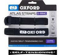 Oxford Atlas D Ring Motorcycle Motorbike Straps Pair Black - 26mm x 1.2m