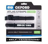 Atlas G-Hook (Pair), 17mm x 1.2m, Black. Motorcycle Adjustable Luggage Strap