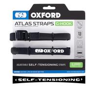Atlas G-Hook (Pair), 17mm x 1.2m, Black. Motorcycle Adjustable Luggage Strap