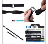 Atlas G-Hook (Pair), 17mm x 1.2m, Black. Motorcycle Adjustable Luggage Strap