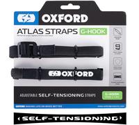 Atlas G-Hook (Pair), 17mm x 1.2m, Black. Motorcycle Adjustable Luggage Strap