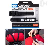 OXFORD ATLAS MOTORCYCLE LUGGAGE STRAPS 26mm x 1.2m ELASTICATED B-CLIP PAIR BLACK